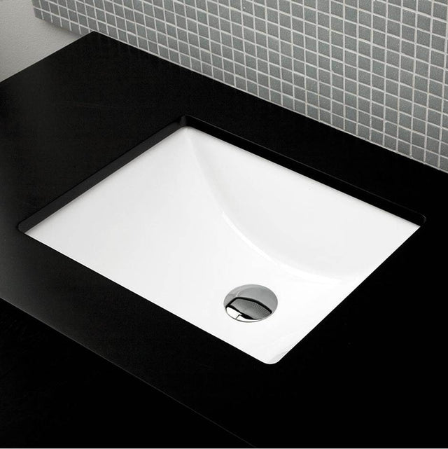 Lacava - Under-counter porcelain Bathroom Sink with an overflow. Unglazed exterior. 19''W, 15''D, 8''H. - Matte Black