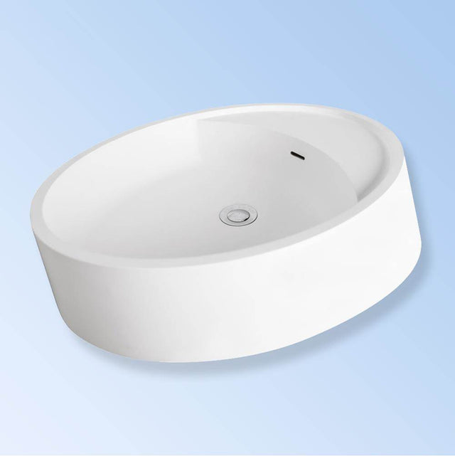 Lacava - Vessel or pedestal mounted solid surface sink with overflow. Pedestal No.6060P sold separately. W: 23-3/4'', D: 17-3/4'', H: 6'' - Matte White Solid Surface