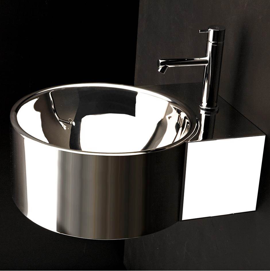 Lacava - Wall-mount or above-counter Bathroom Sink with one faucet hole and an overflow. - Polished Stainless Steel