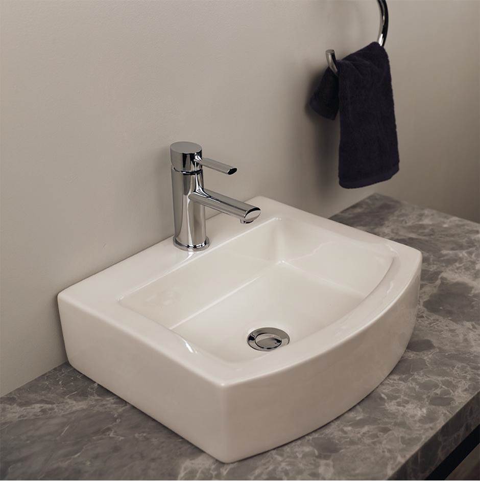 Lacava - Above counter porcelain Bathroom Sink without an overflow. Unfinished back.  17 1/2''W, 15 1/2''D, 4 1/2''H. no holes - White