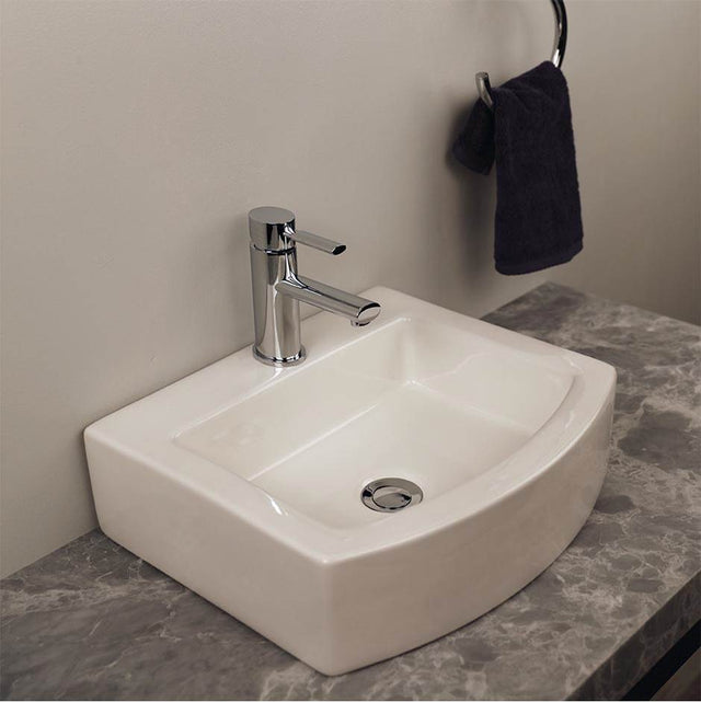 Lacava - Above counter porcelain Bathroom Sink without an overflow. Unfinished back.  17 1/2''W, 15 1/2''D, 4 1/2''H. no holes - White