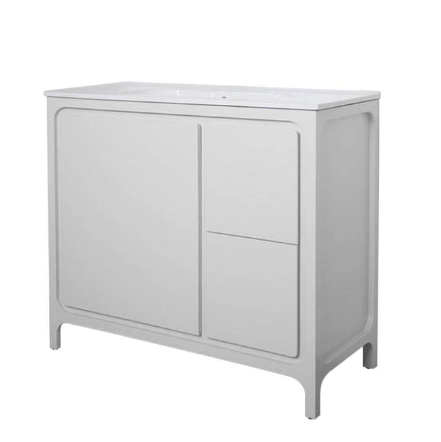 Lacava - Free standing under counter vanity with routed finger pulls on two drawers and one door. - Gloss Ardesia