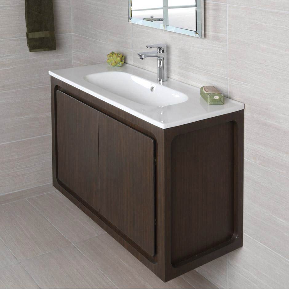 Lacava - Wall-mount under-counter vanity with two doors routed for finger pulls. W:31 1/2'', D: 17 5/8'', H: 22''. - Gloss Ardesia