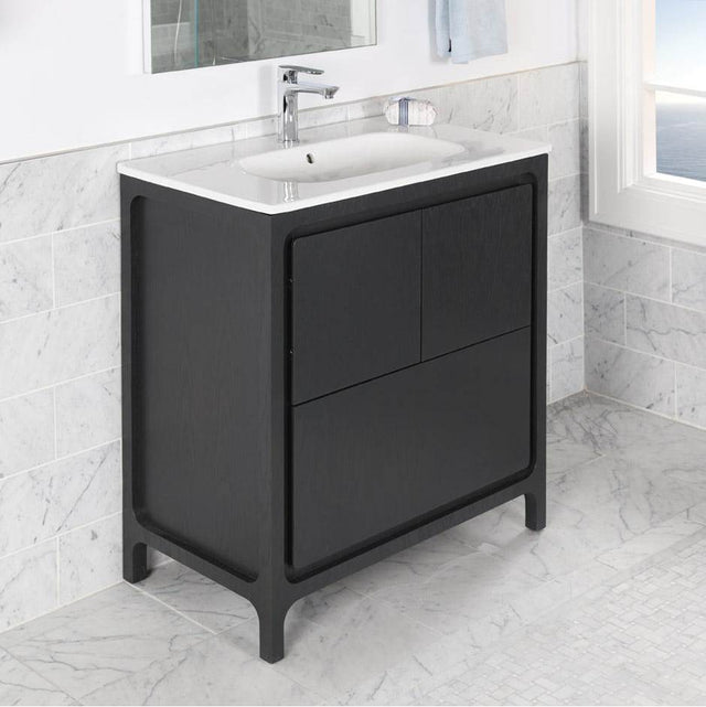 Lacava - Free standing under counter vanity with routed finger pulls on two doors and one drawer. - Gloss Ardesia