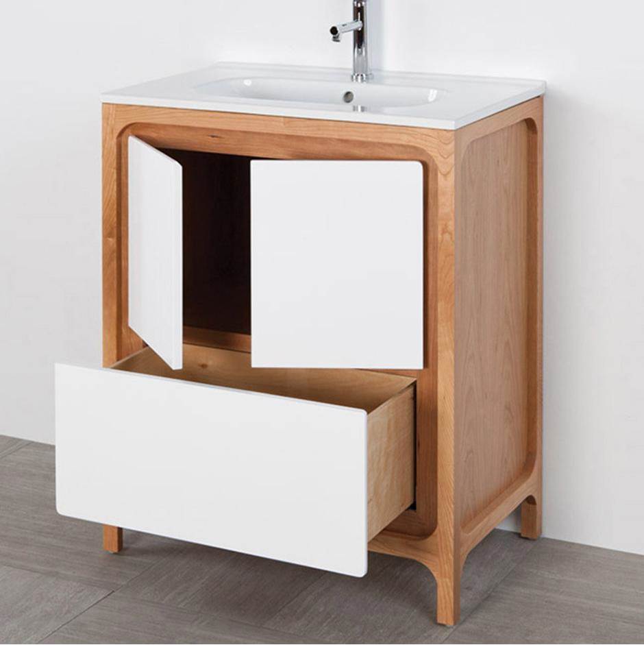 Lacava - Free standing under counter vanity with routed finger pulls on two doors and one drawer. Bathroom Sink top sold separately. Multi finish combinations and custom. W: 31 3/4'', D: 17 3/4'', H: 34'' - Matte Olive Green