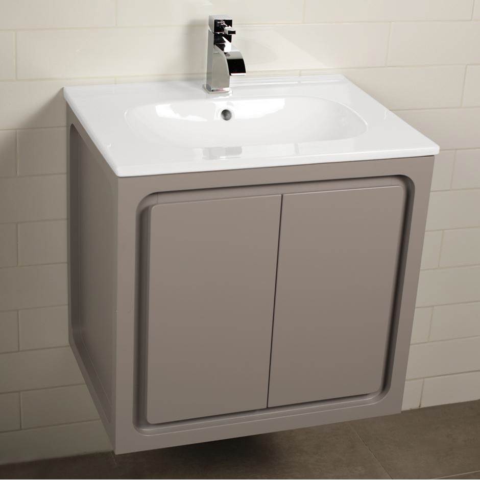 Lacava - Wall-mount under-counter vanity with two doors routed for finger pulls. W:23 1/2'', D: 17 5/8'', H: 22''. - Gloss Ardesia