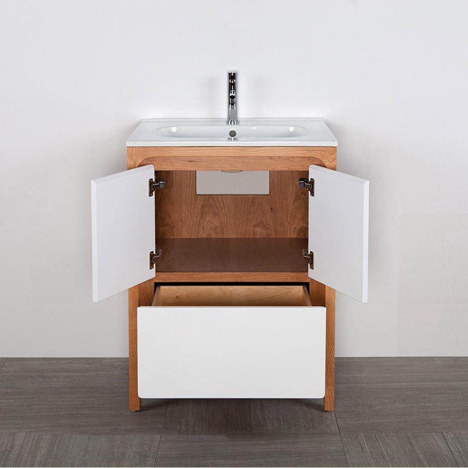 Lacava - Free standing under counter vanity with routed finger pulls on two doors and one drawer. Bathroom Sink sold separately. Multi finish combinations are custom. W: 23 3/4'', D: 17 3/4'', H: 34'' - Matte Olive Green