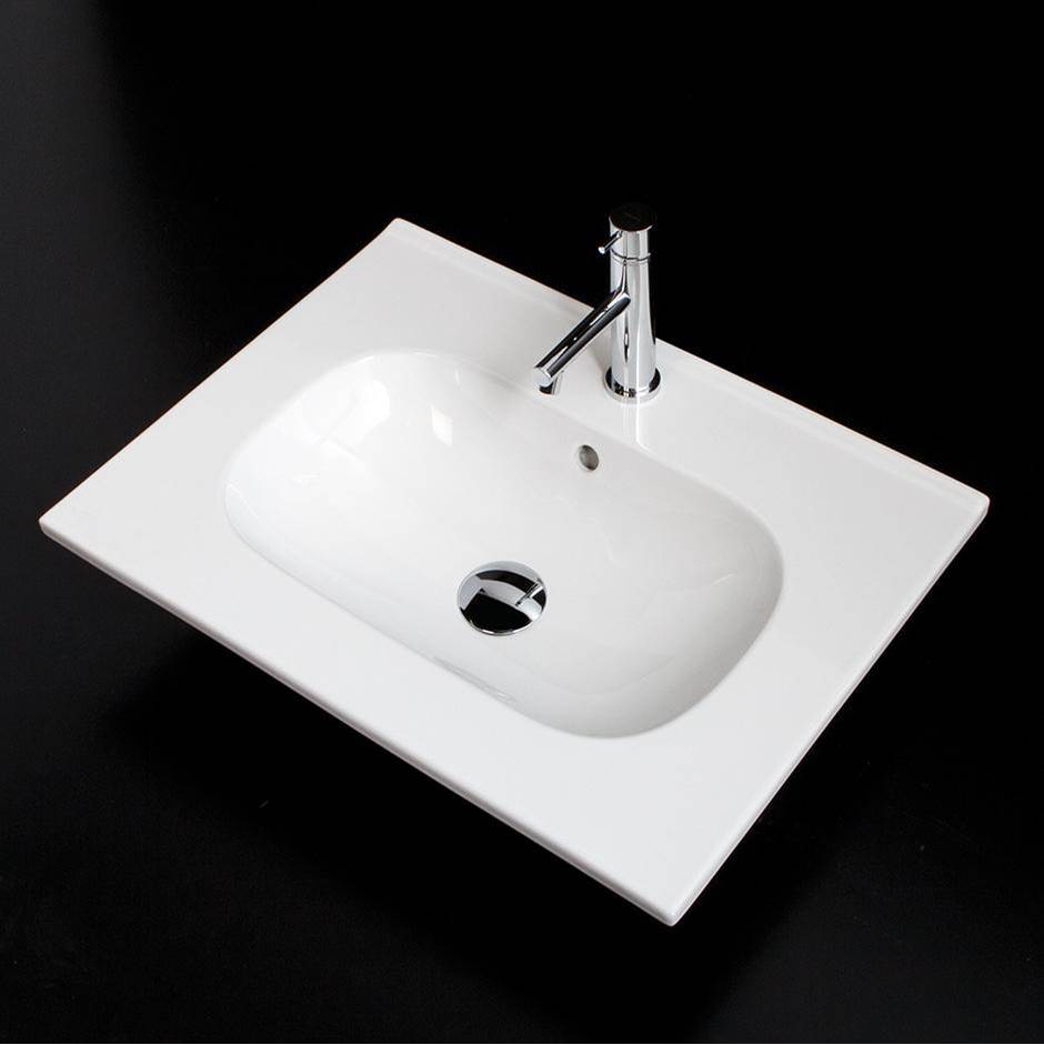 Lacava - Vanity top porcelain Bathroom Sink with overflow. - White