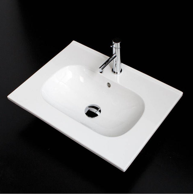 Lacava - Vanity top porcelain Bathroom Sink with overflow. - White