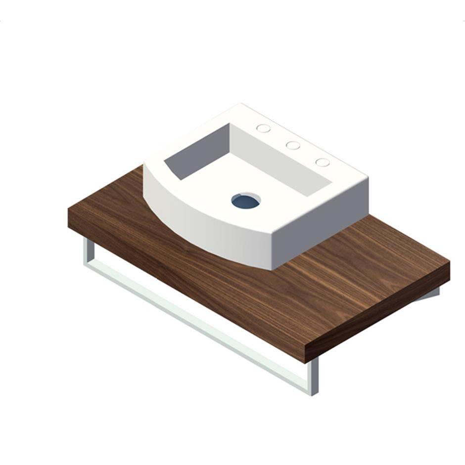 Lacava - Wall-mount solid surface countertop with polished stainless steel brackets. Cut-outs provided upon request. 48''W, 19 3/4''D, 2 1/4''H. - Lava Solid Surface