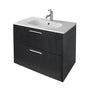 Lacava - Wall-mount under-counter vanity with pull out bottom behind two finger pull doors.  W:31 1/2'', D: 17 5/8'', H: 22''. - Horizon Blue