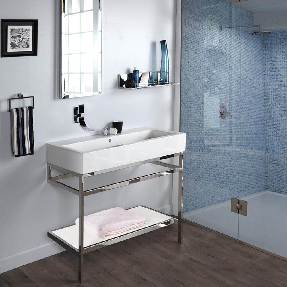 Lacava - Optional shelf in white solid surface - Polished Stainless Steel - Matte Black Stainless Steel