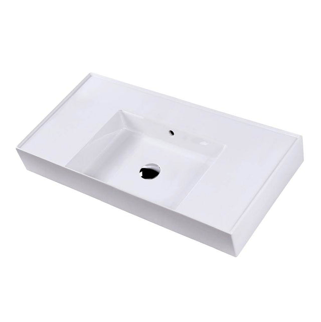 Lacava - Wall-mount or vanity top porcelain sink with an overflow and a deck on the right-hand and left-hand side - White