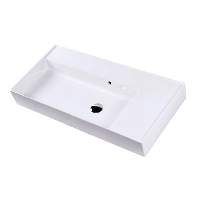 Lacava - Wall-mount or vanity top porcelain sink with an overflow and a deck on the right-hand or left-hand side - White