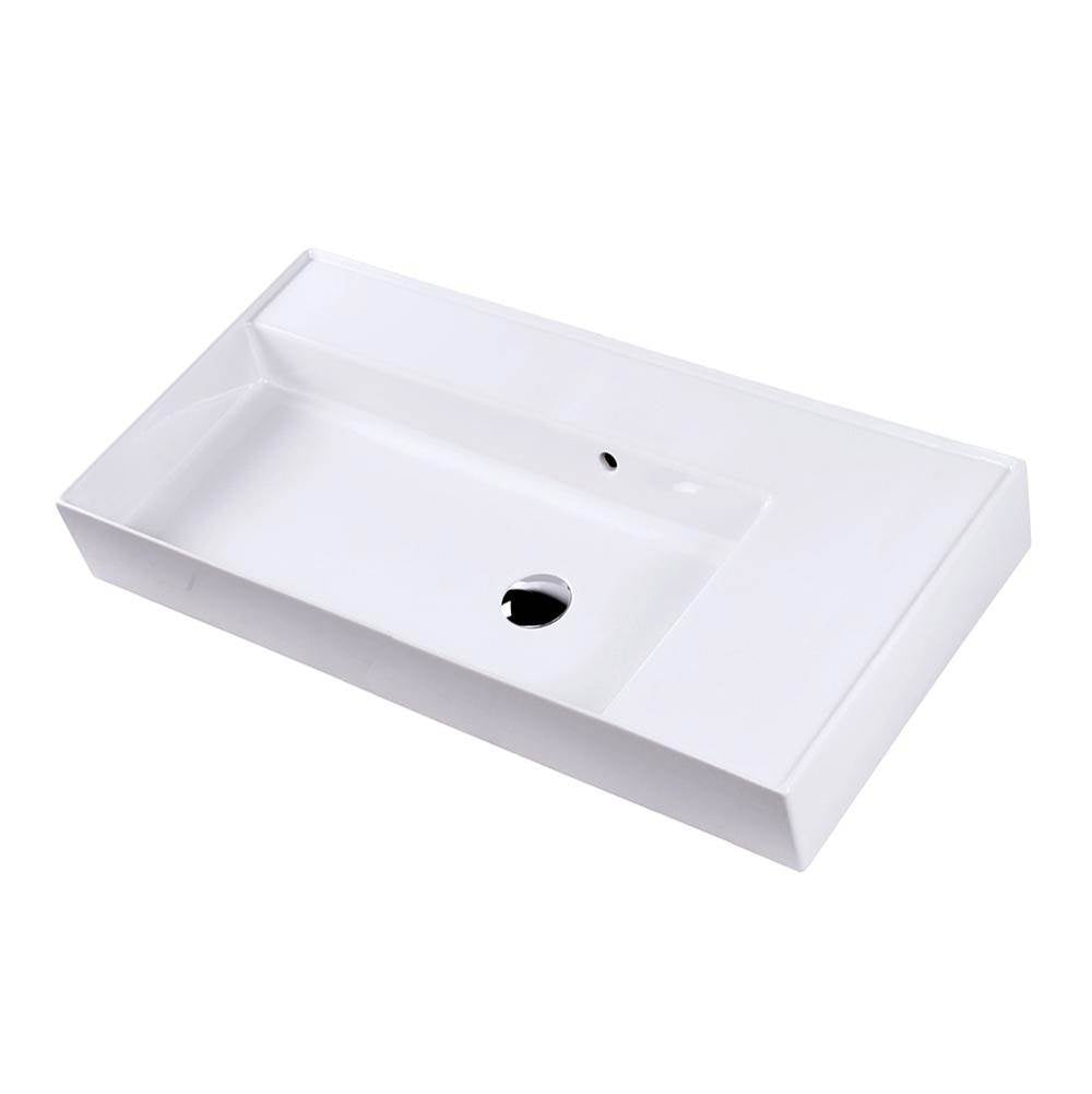 Lacava - Wall-mount or vanity top porcelain sink with an overflow and a deck on the right-hand or left-hand side - White