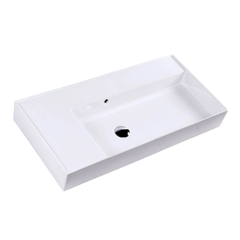 Lacava - Wall-mount or vanity top porcelain sink with an overflow and a deck on the right-hand or left-hand side - White
