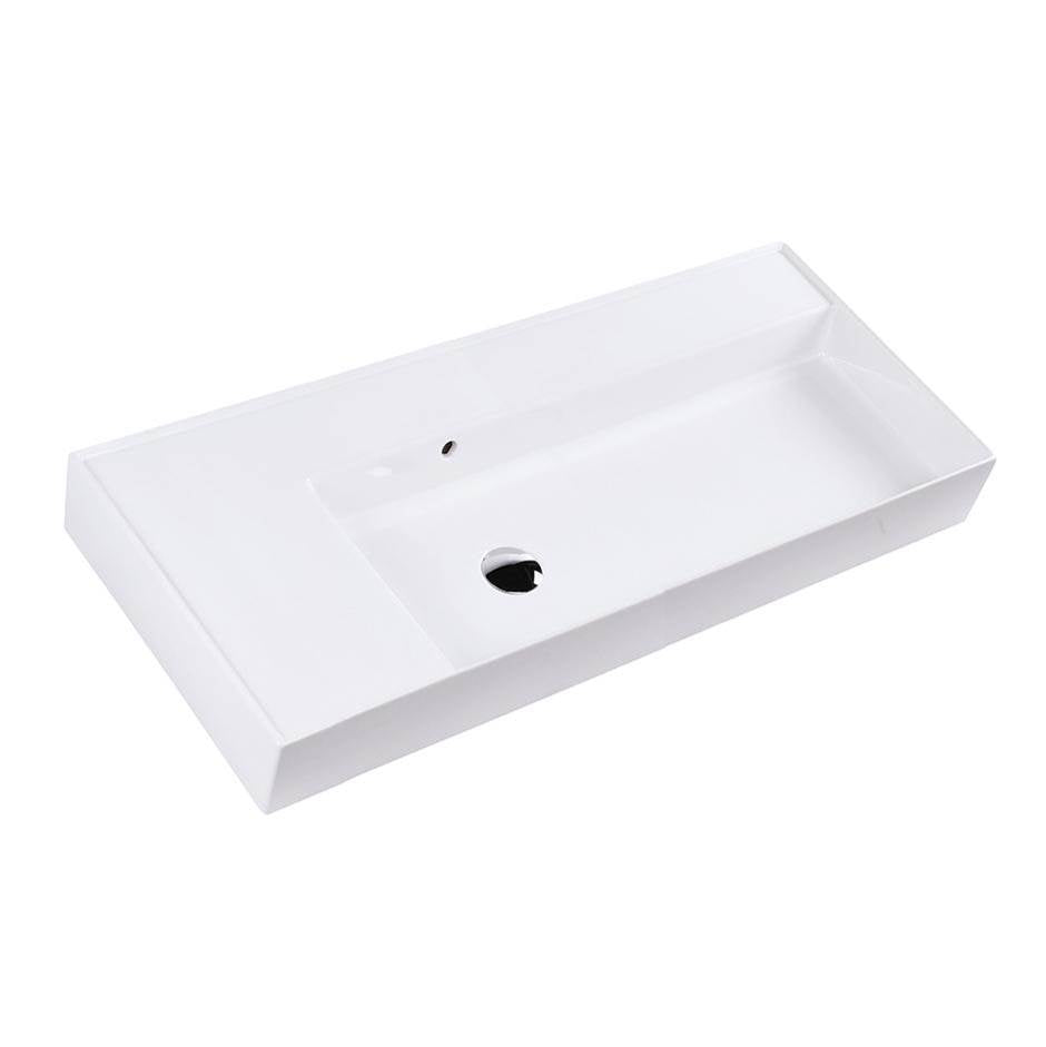 Lacava - Wall-mounted or vessel porcelain washbasin with overflow - White