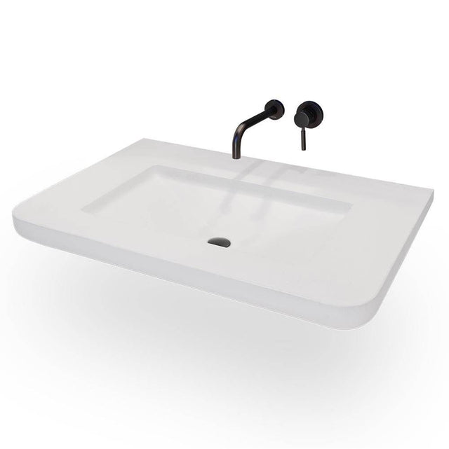 Lacava - Vanity top sink made of concrete, no overflow.  W: 37'', D: 23'', H: 6 1/8''.  03 - three faucet holes. - Moss