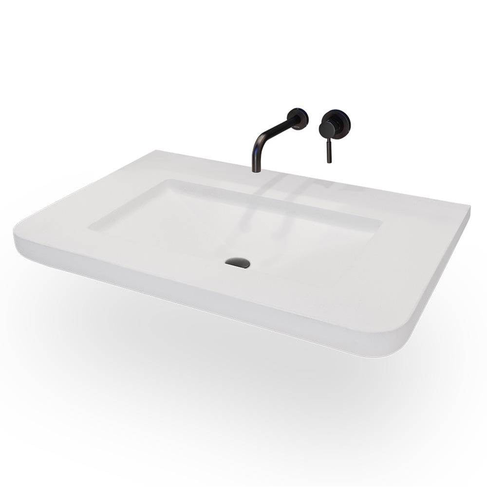 Lacava - Vanity top sink made of concrete, no overflow.  W: 37'', D: 23'', H: 6 1/8''.  02 two faucet holes, center and right. - Terracotta