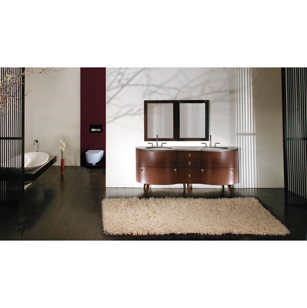Lacava - Free-standing under-counter double vanity, with five drawers and brushed nickel pulls. 72''W x 22 ''D x 31 1/2''H, countertop sold separately. - White Oak