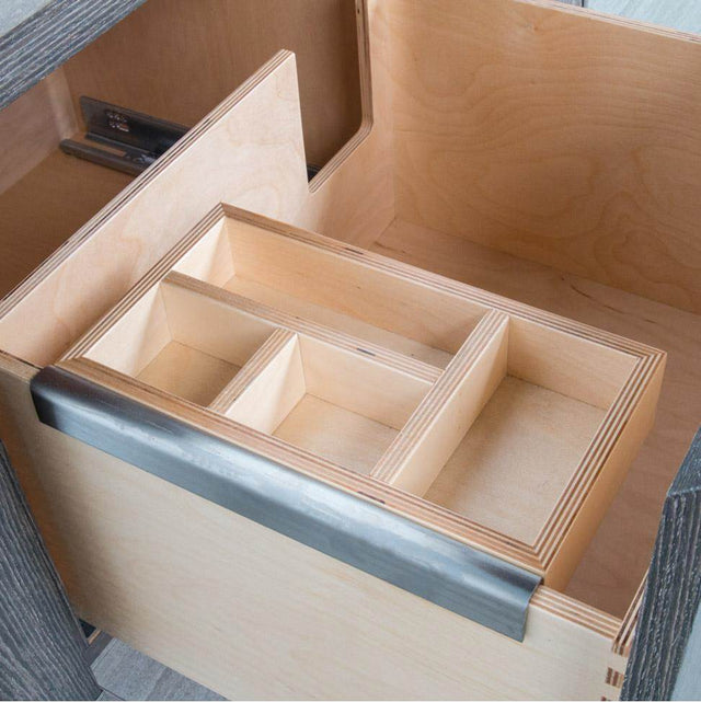 Lacava - Add-on hanging organizer made of baltic birch in natural finish and brushed stainless steel bracket. W: 6'' D: 10 3/4''H: 2 1/4'' - Matte White