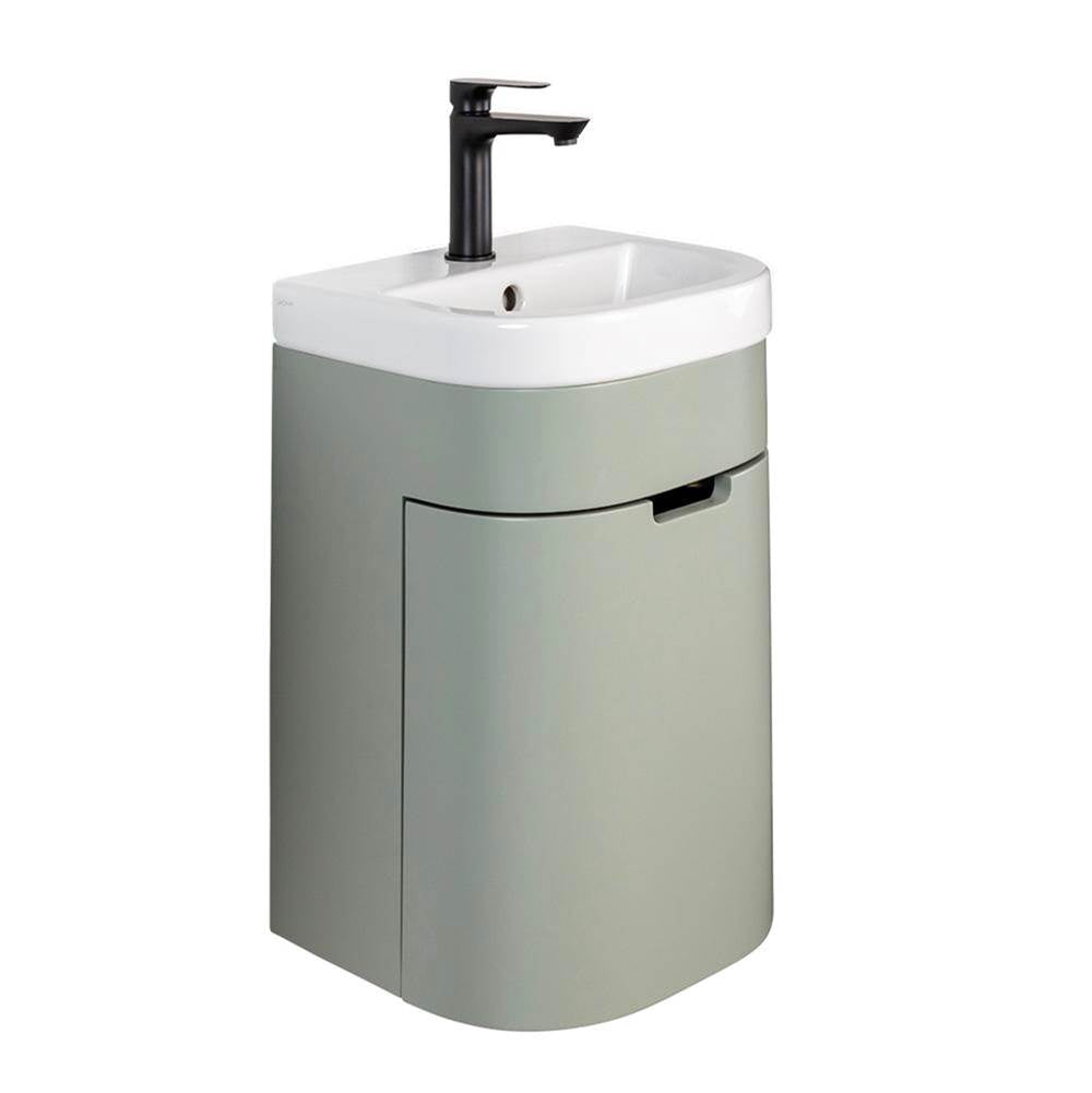 Lacava - Wall-mount vanity with one left hinged door with two attached shelves and fingerpull opening. Sink 4282 sold separately. 14-1/2''W, 13-3/8''D, 20''H - Gloss Ardesia