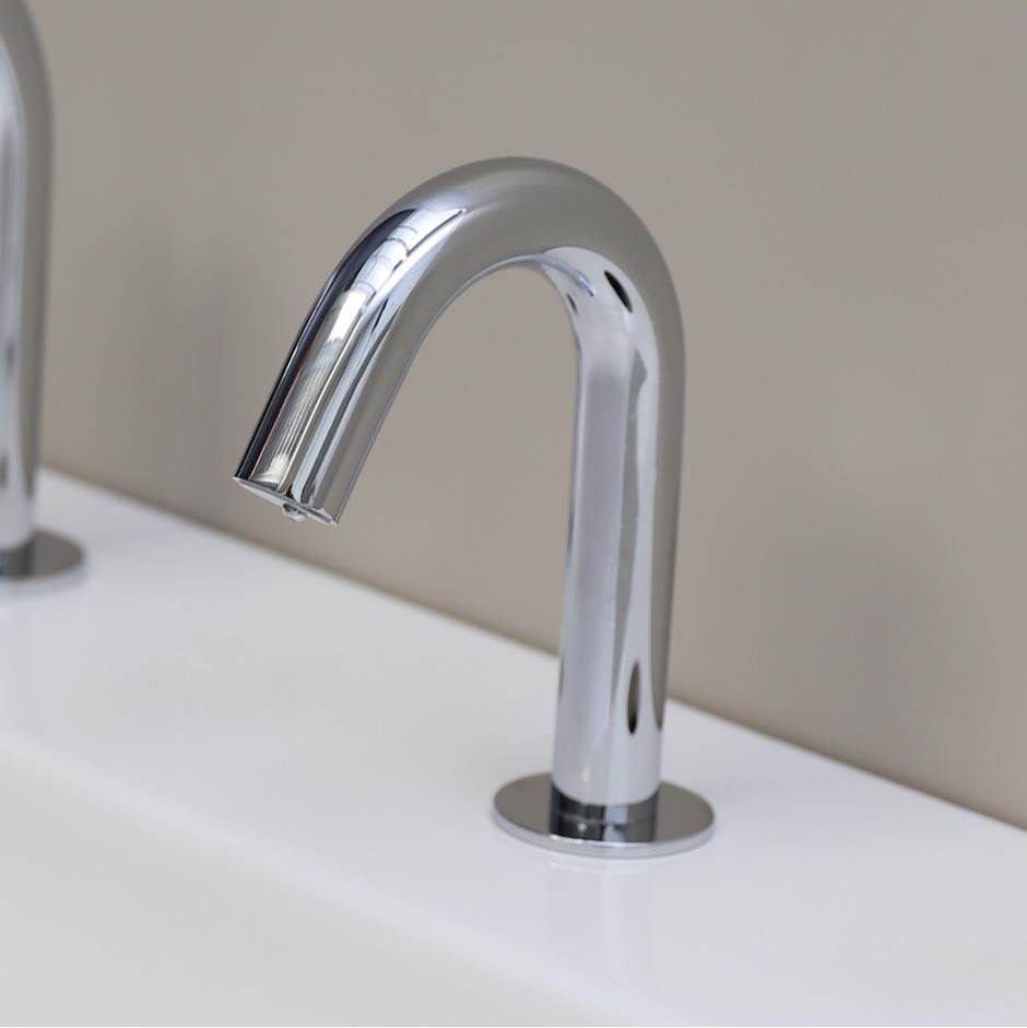Lacava - Electronic deck-mounted touch-free soap dispenser with goose-neck spout. - Titanium