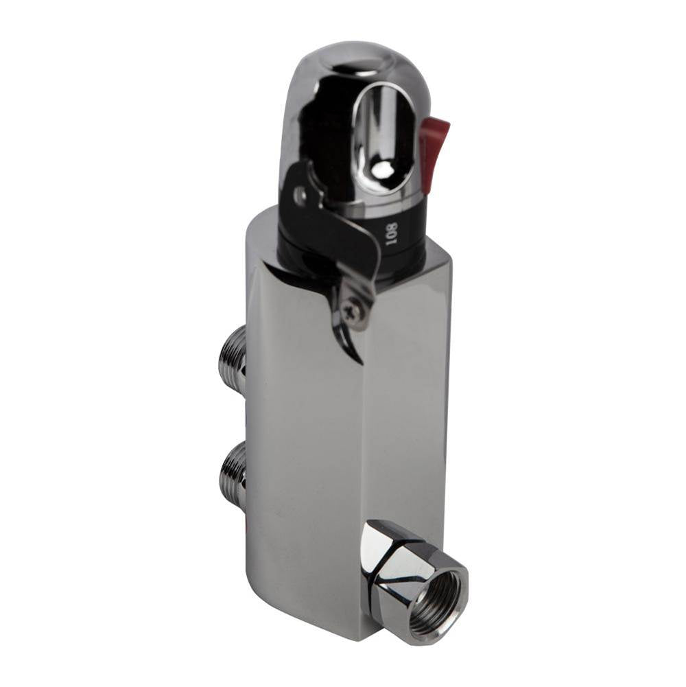 Lacava - Integrated thermostatic mixing valve. It includes built-in filters and back check valves. W: 2 1/8'', H: 5 3/8''. - Polished Chrome
