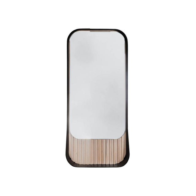 Lacava - Wall hung mirror with metal frame surround/shelf and fluted detailing - Matte Taupe