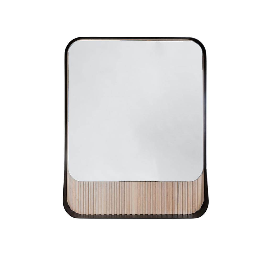 Lacava - Wall hung mirror with metal frame surround/shelf and fluted detailing - Matte Taupe