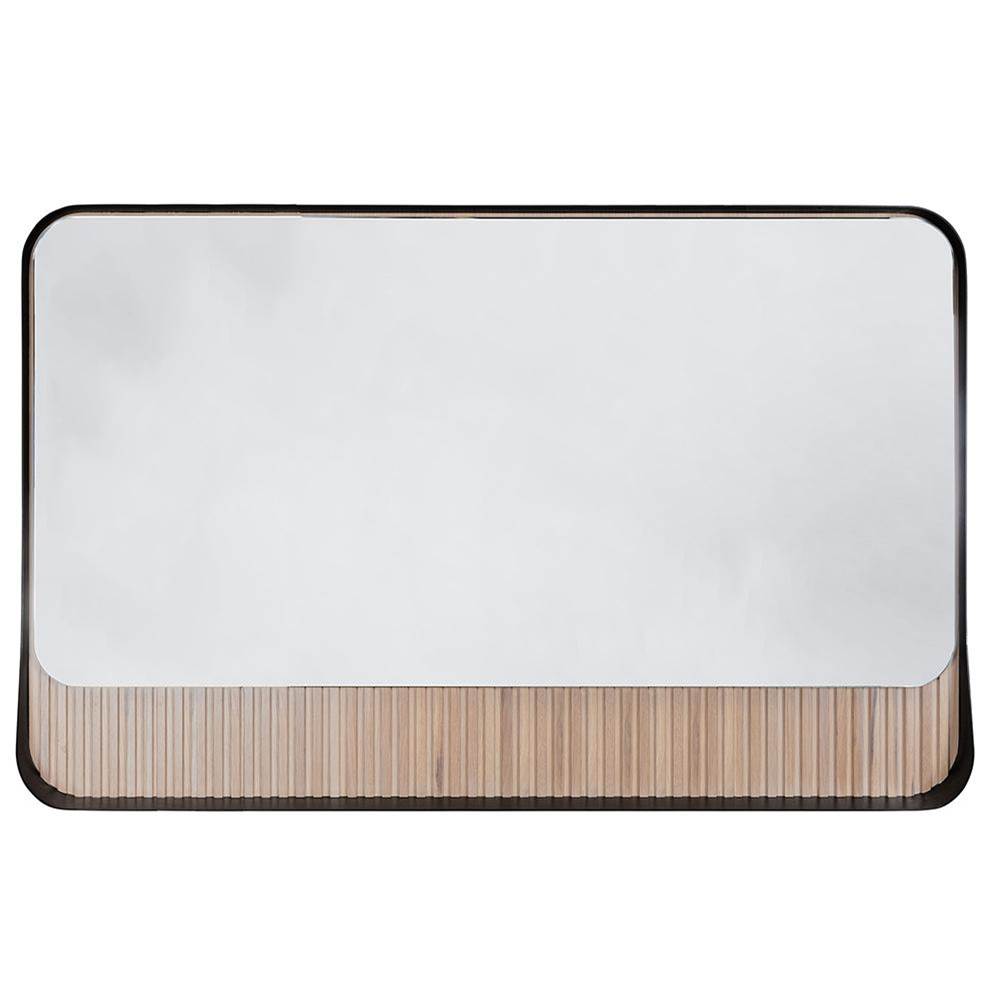 Lacava - Wall hung mirror with metal frame surround/shelf and fluted detailing - Matte Taupe