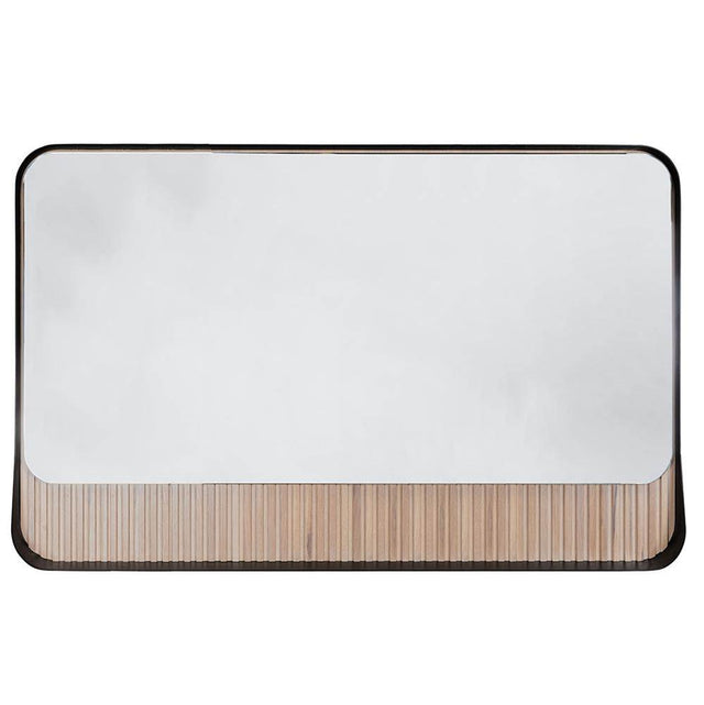 Lacava - Wall hung mirror with metal frame surround/shelf and fluted detailing - Matte Taupe