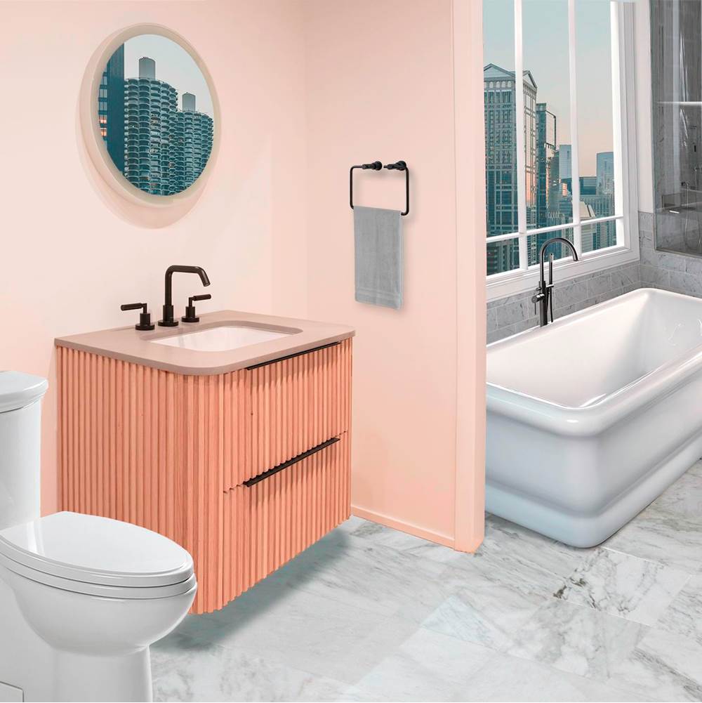 Lacava - Wall-mount under-counter vanity with rounded corners, fluted detailing and two drawers. Countertop FLT-30T and sink H270 sold separately. Shipping class 4. W: 29-1/2'', D: 21-3/4'', H:22'' - Matte Taupe