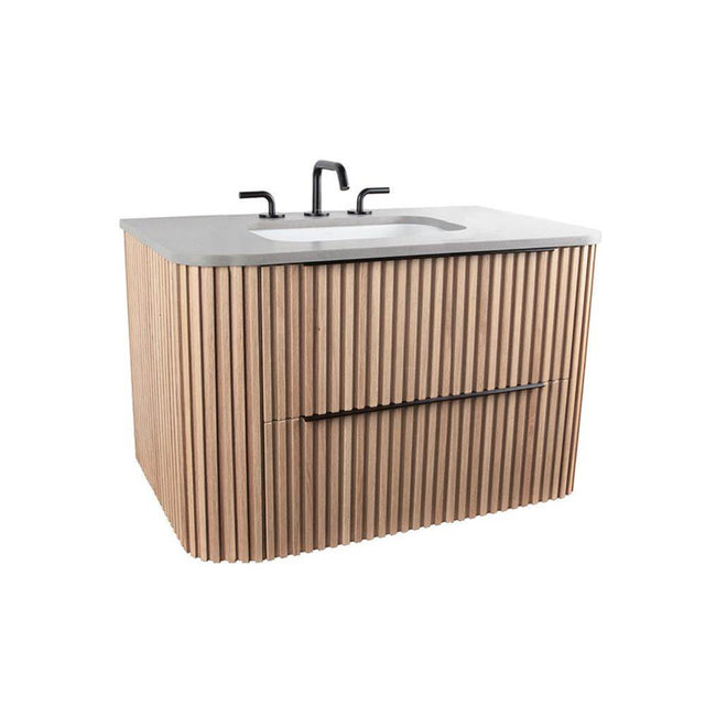 Lacava - Wall-mount under-counter vanity with rounded corners, fluted detailing and four drawers - Matte White