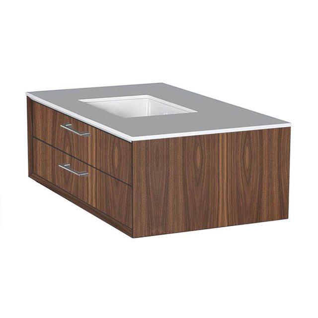 Lacava - Solid Surface countertop with a cut-out for under-mount sink 5452UN for wall-mount under-counter vanity GEM-UN-36 - Obsidian