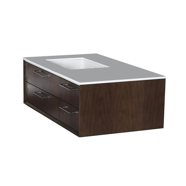 Lacava - Solid Surface countertop with a cut-out for under-mount sink 5452UN for wall-mount under-counter vanity GEM-UN-36L  with sink on the left - Obsidian