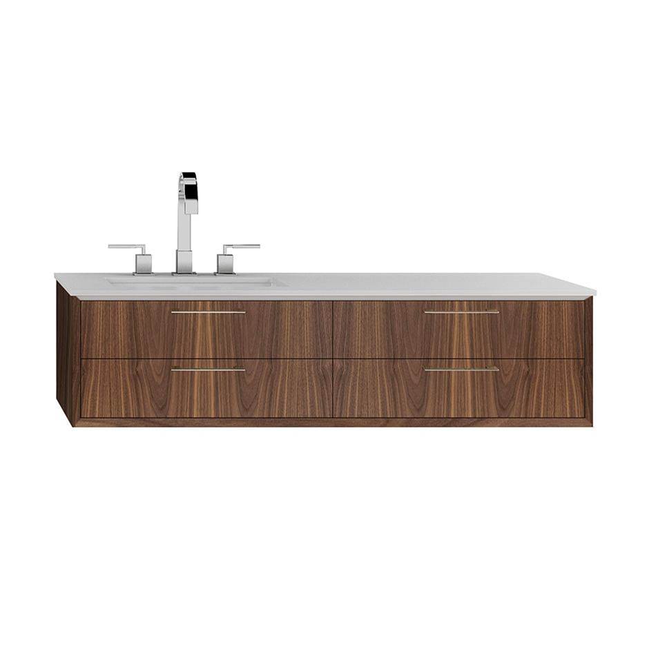 Lacava - Solid Surface countertop with a cut-out for under-mount sink 5452UN for wall-mount under-counter vanity with sink on the left - Matte White