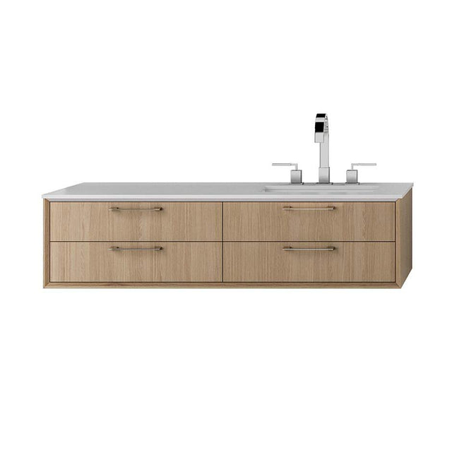 Lacava - Solid Surface countertop with a cut-out for under-mount sink 5452UN for wall-mount under-counter vanity with sink on the right - Obsidian