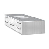 Lacava - Cabinet of wall-mount under-counter vanity featuring five drawers and solid surface countertop with a cut-out for undermount sink on the right - White With Fine Texture