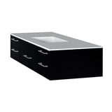 Lacava - Cabinet of wall-mount under-counter vanity featuring five drawers and solid surface countertop with a cut-out for undermount sink on the right - Matte Black