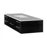Lacava - Cabinet of wall-mount under-counter vanity featuring five drawers and solid surface countertop with a cut-out for undermount sink on the right - Black with Fine Texture