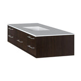 Lacava - Cabinet of wall-mount under-counter vanity featuring five drawers and solid surface countertop with a cut-out for undermount sink on the right - Gray Zebra