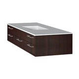 Lacava - Cabinet of wall-mount under-counter vanity featuring five drawers and solid surface countertop with a cut-out for undermount sink on the right - African Mahogany