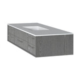 Lacava - Cabinet of wall-mount under-counter vanity featuring five drawers and solid surface countertop with a cut-out for undermount sink on the right - Silver Oak