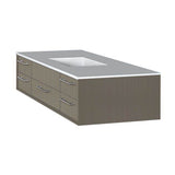 Lacava - Cabinet of wall-mount under-counter vanity featuring five drawers and solid surface countertop with a cut-out for undermount sink on the right - Taupe with Fine Texture