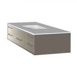 Lacava - Cabinet of wall-mount under-counter vanity featuring five drawers and solid surface countertop with a cut-out for undermount sink on the right - Gloss Taupe