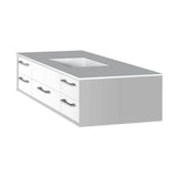 Lacava - Cabinet of wall-mount under-counter vanity featuring five drawers and solid surface countertop with a cut-out for undermount sink on the right - Gloss White