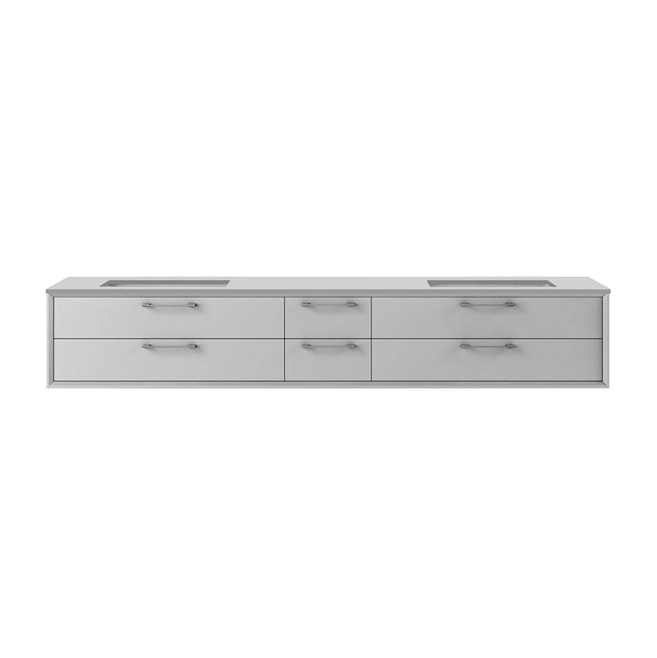 Lacava - Solid Surface countertop with two cut-outs for under mount sink-5452UN  for wall-mount under-counter vanity GEM-UN-72 - Obsidian