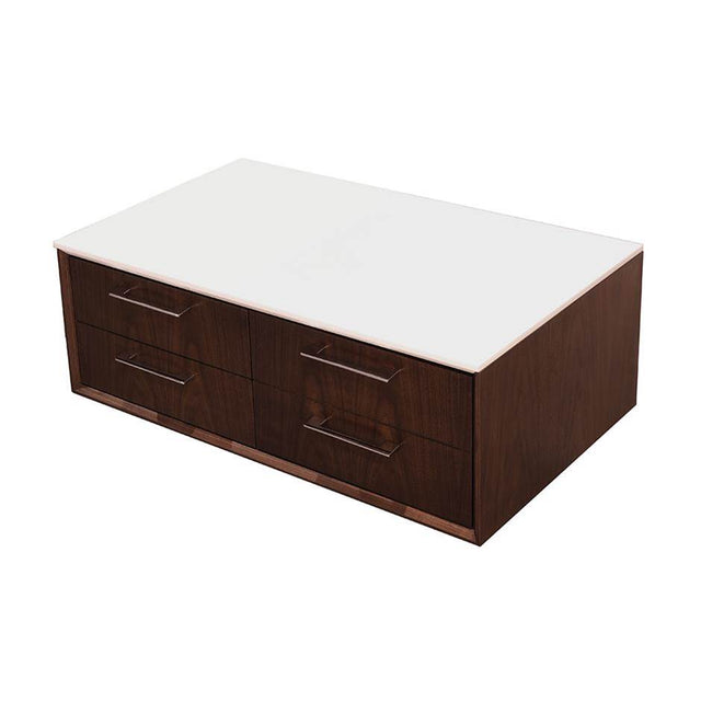 Lacava - Cabinet of wall-mount under-counter cabinet featuring two drawers and solid surface countertop (pulls included). - Gloss Ardesia