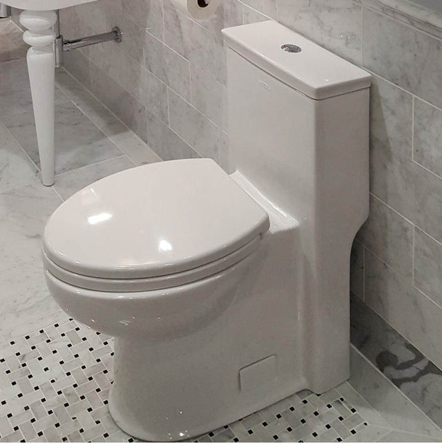Lacava - Floor-standing elongated one-piece porcelain toilet with siphonic single flush system (1. - White